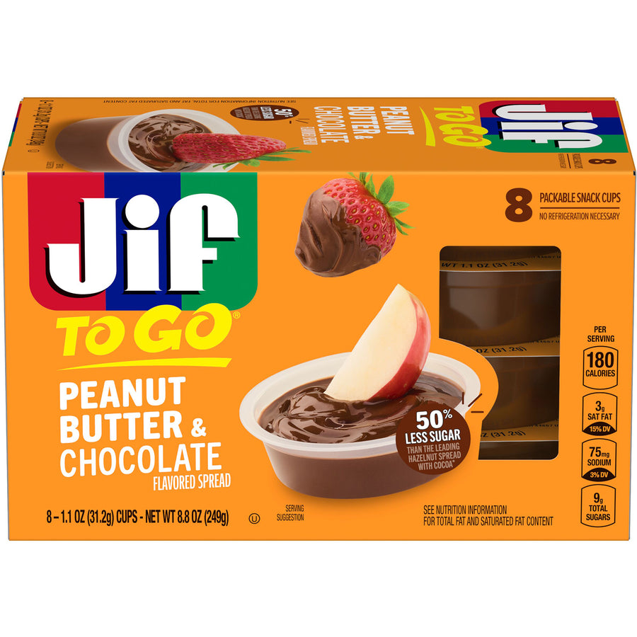 Jif To Go Peanut Butter & Chocolate Flavored Spread, 8 Count