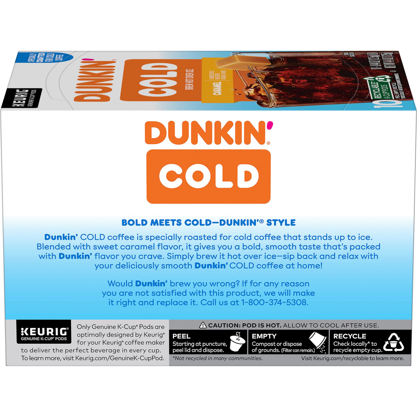 Dunkin' Cold Caramel Flavored Coffee, K-Cup Pods, 10 Count