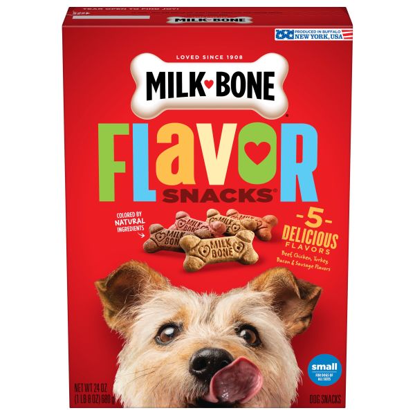 Milk-Bone Flavor Snacks Small Dog Biscuits, Flavored Crunchy Dog Treats, 24 oz