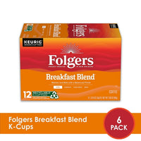 Folgers Breakfast Blend, Mild Roast Coffee, K-Cup Pods, 6 Pack - BEST IF USED BY 8-27-24