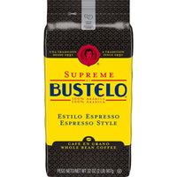 Supreme by Bustelo Espresso Style Dark Roast, Whole Bean Coffee Bag, 32 oz, Front