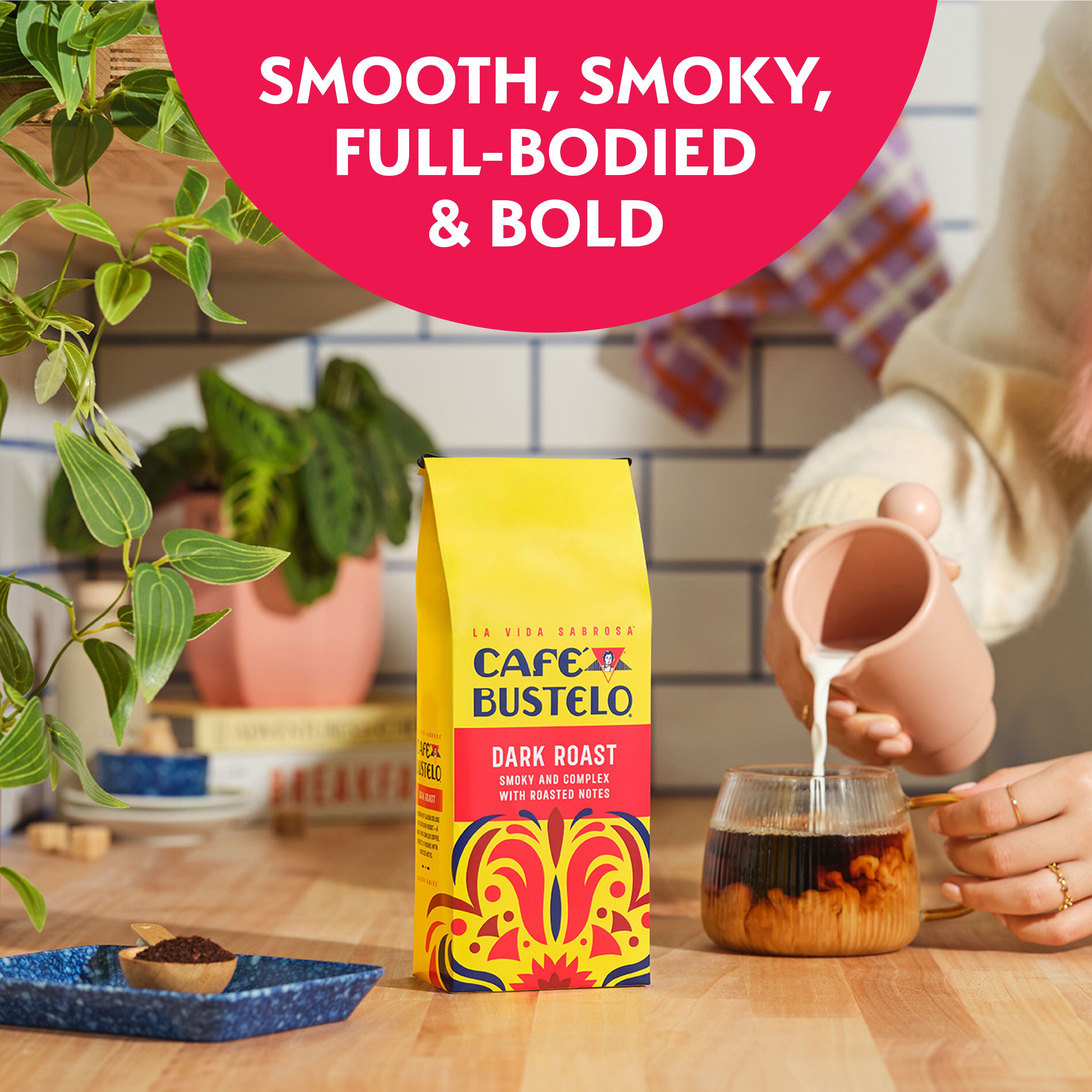 Café Bustelo Dark Roast Ground Coffee, 11 oz, "Smooth, smoky, full-bodied & bold"