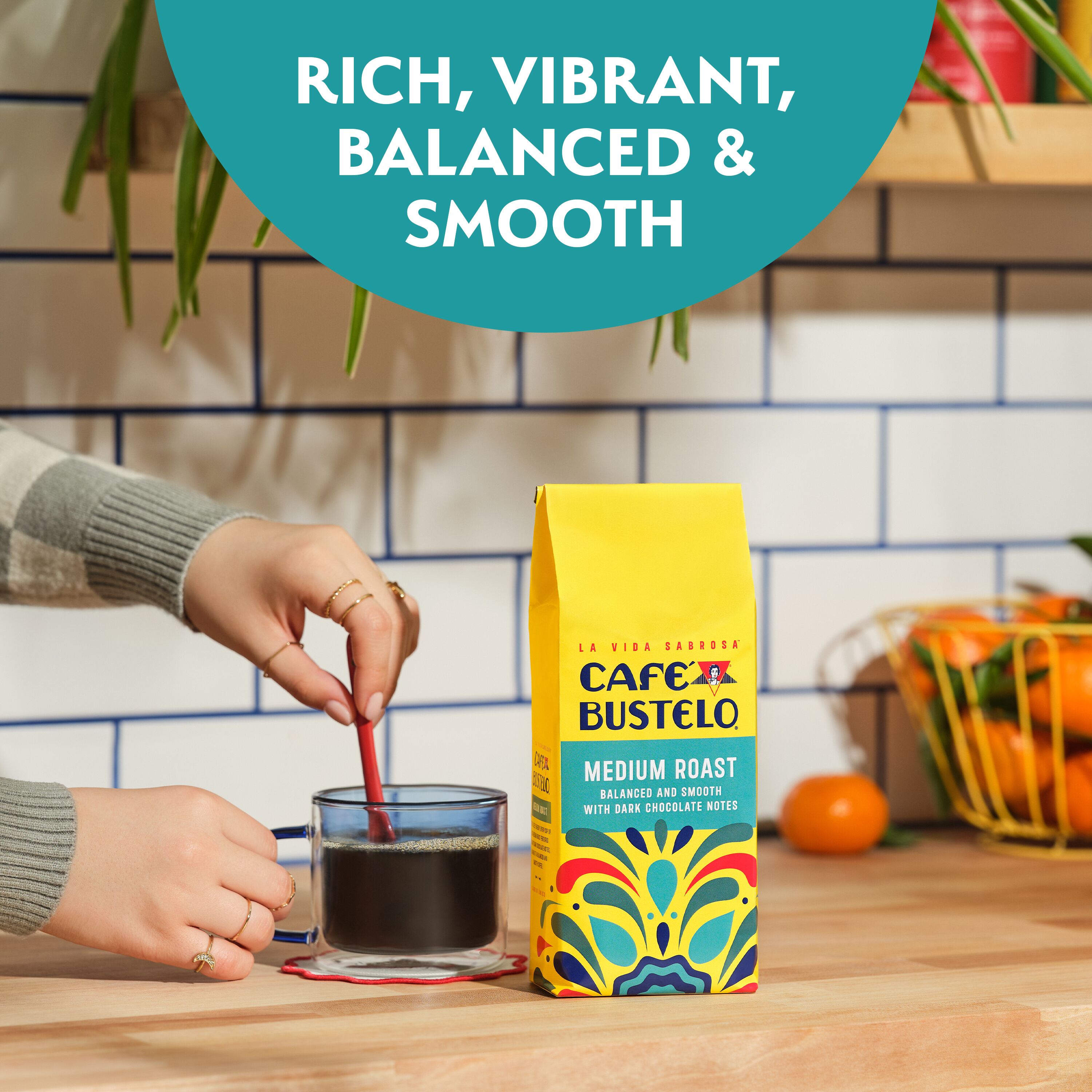 Cafe Bustelo Medium Roast Ground Coffee, 11 oz, "Rich, vibrant, balanced & smooth"