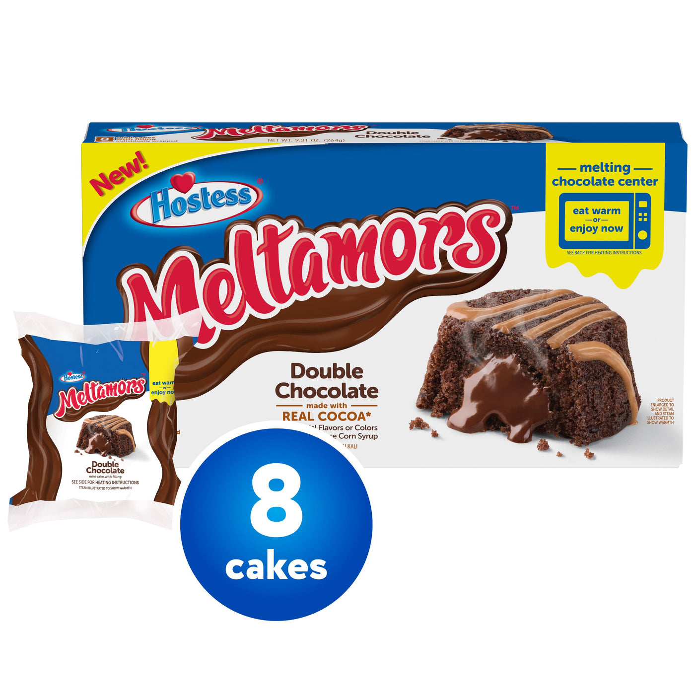 Hostess Meltamors Mini Lava Cakes, Double Chocolate Flavored, 8 count