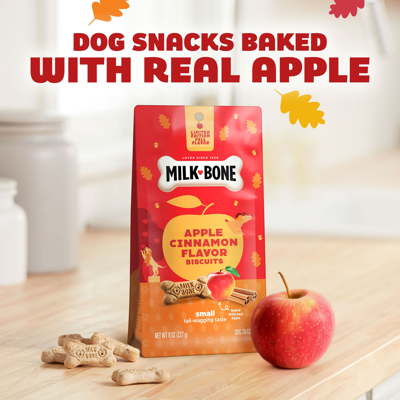 Milk-Bone Apple Cinnamon Flavor Biscuits, Small Dog Treats, 8 oz