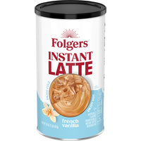 Folgers French Vanilla Instant Latte Canister, 16 oz, Front