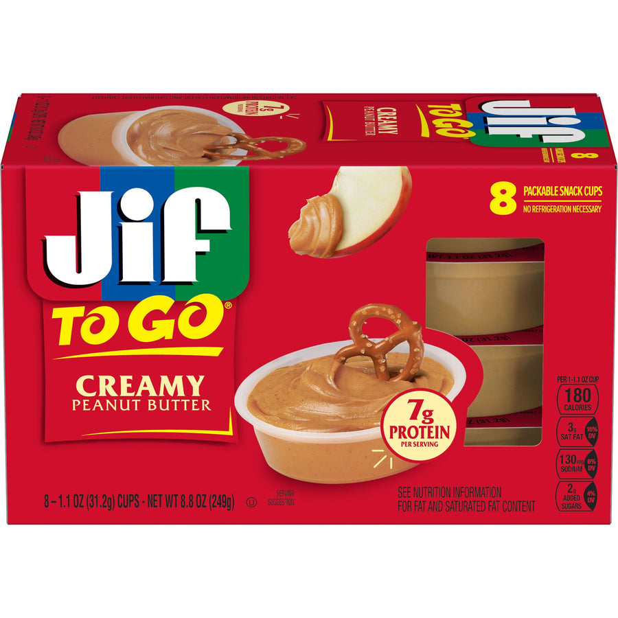 Jif To Go Creamy Peanut Butter, 8 Count, Front