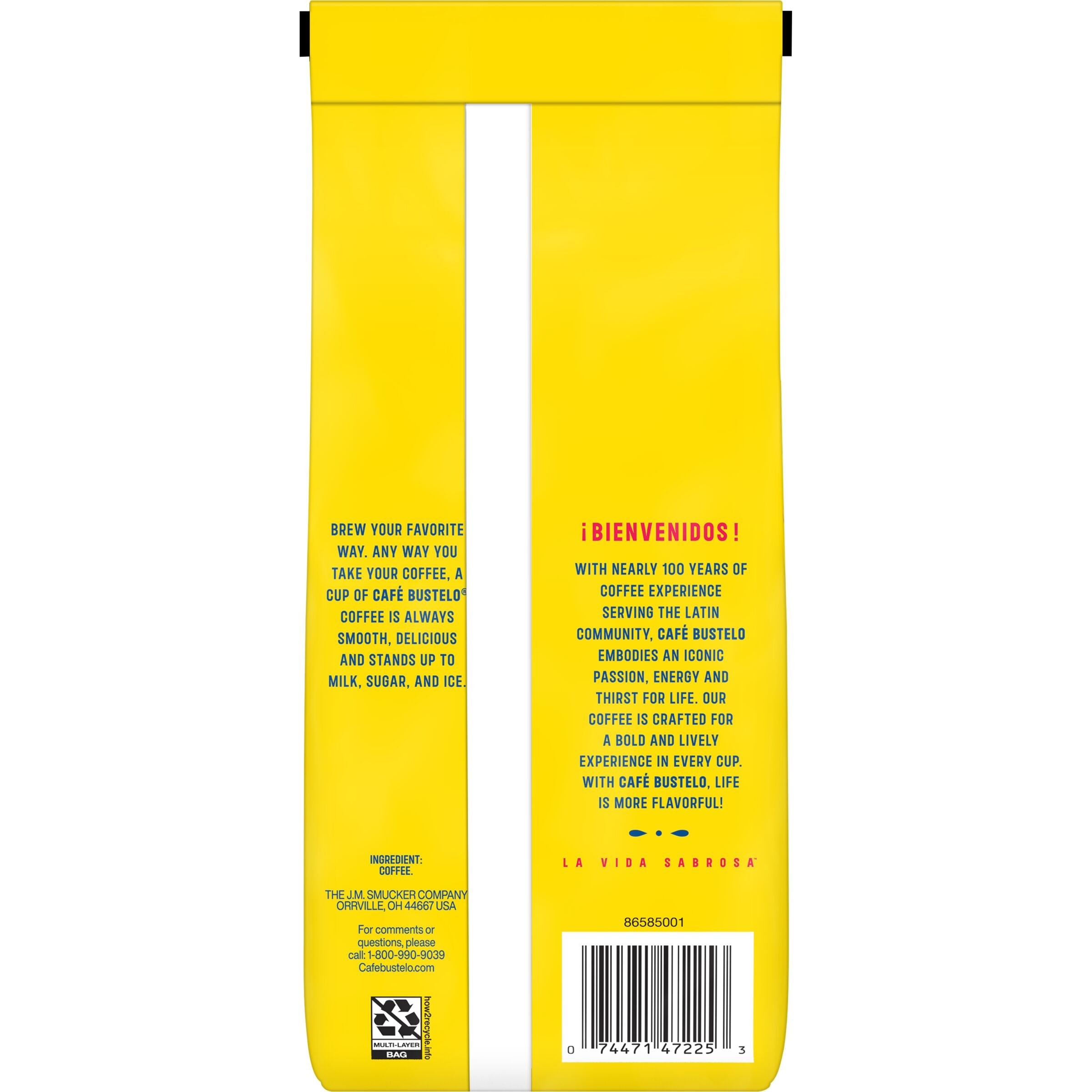 Cafe Bustelo Light Roast Ground Coffee, 11 oz, Back