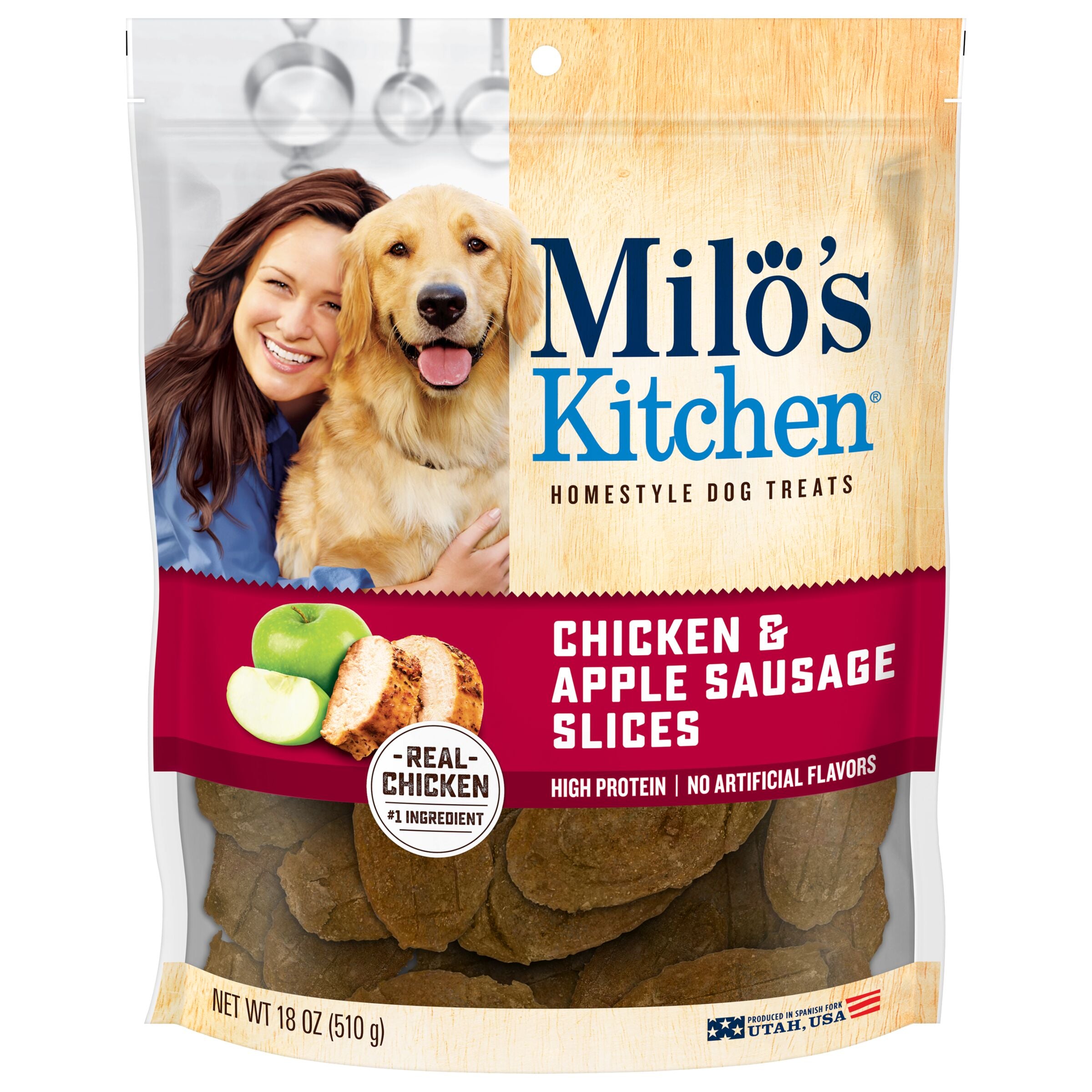 Milo’s Kitchen Chicken & Apple Sausage Slices Dog Treats