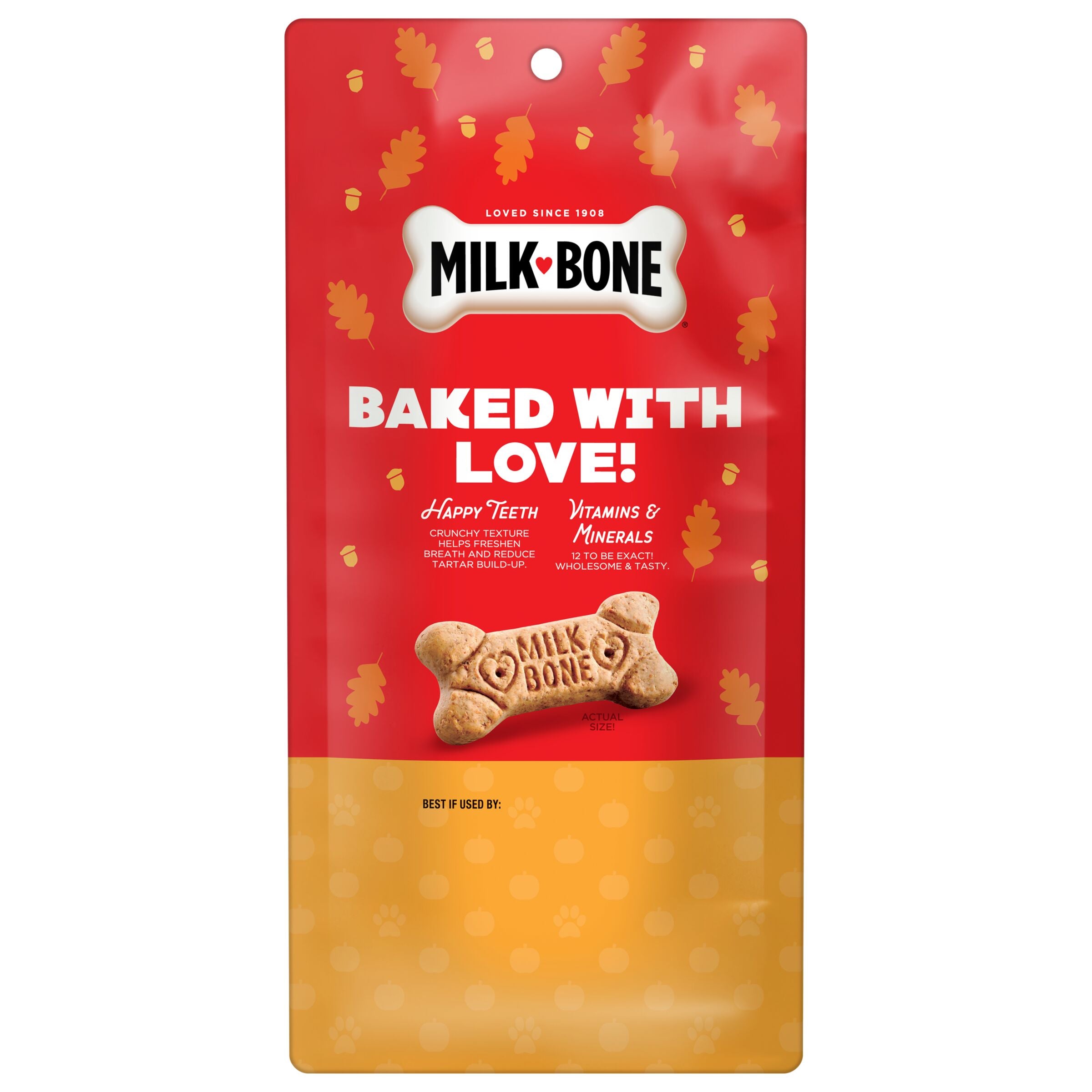 Milk-Bone Pup-kin Spice Artificially Flavored Biscuits, Small Dog Treats, 8 oz, Back