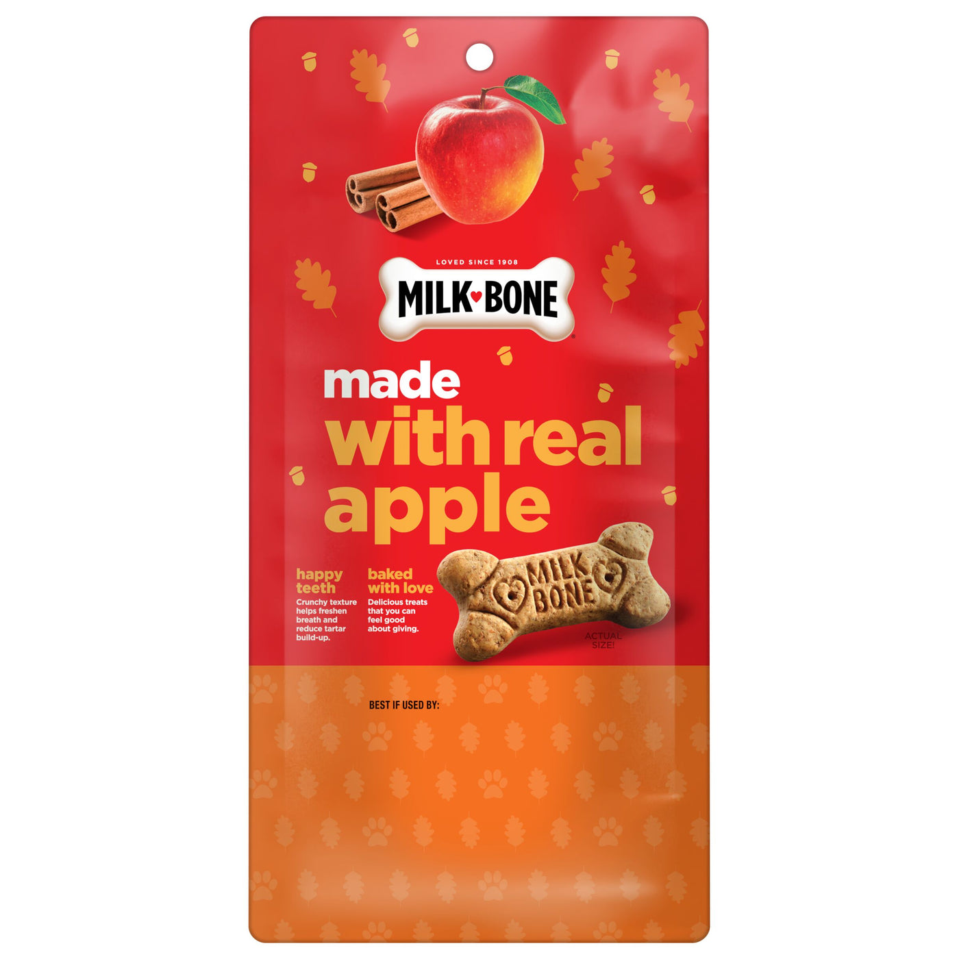 Milk-Bone Apple Cinnamon Flavor Biscuits, Holiday Dog Treats, 8 oz, Back