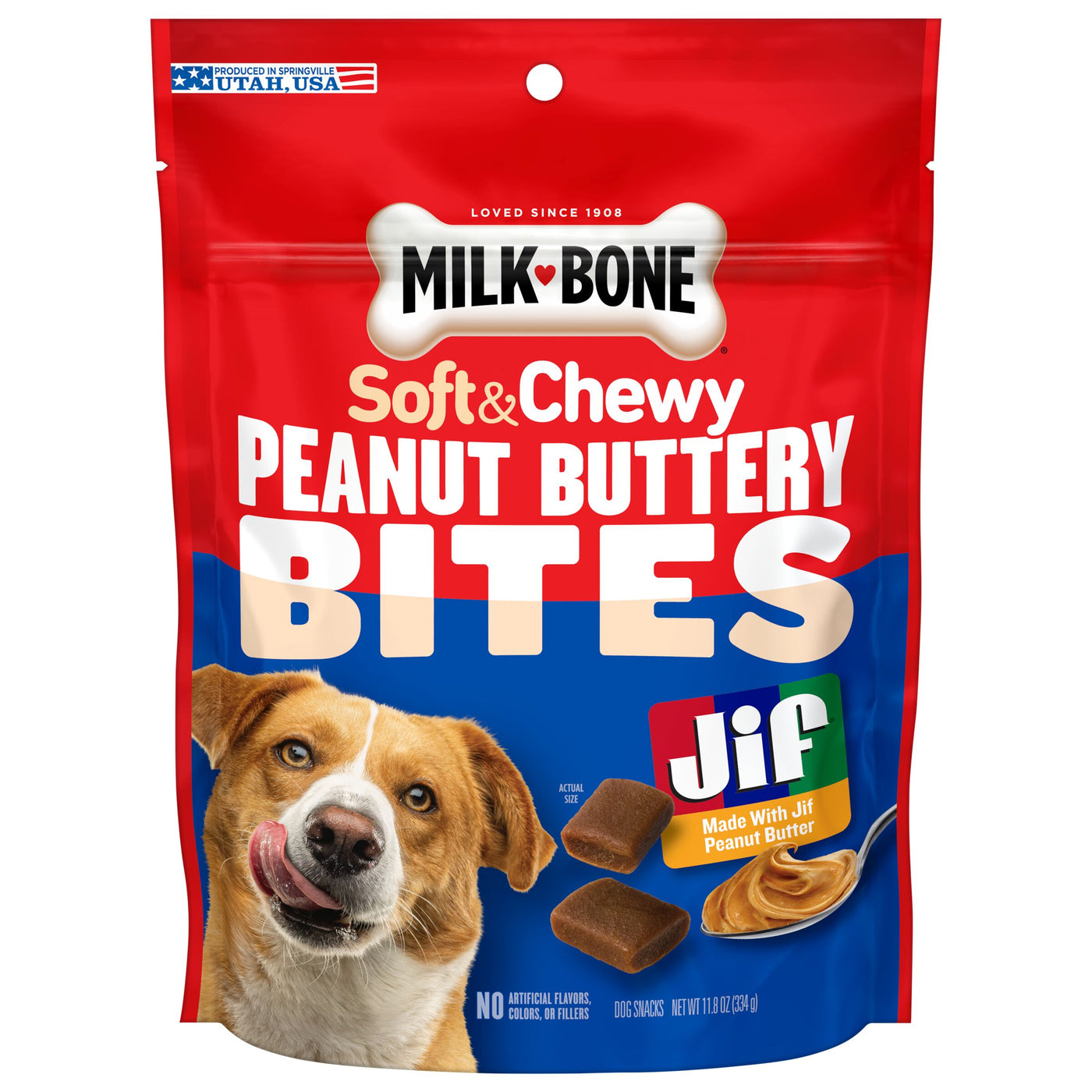 Milk-Bone Peanut Buttery Bites Soft Dog Treats With Jif Peanut Butter, 4.5 oz