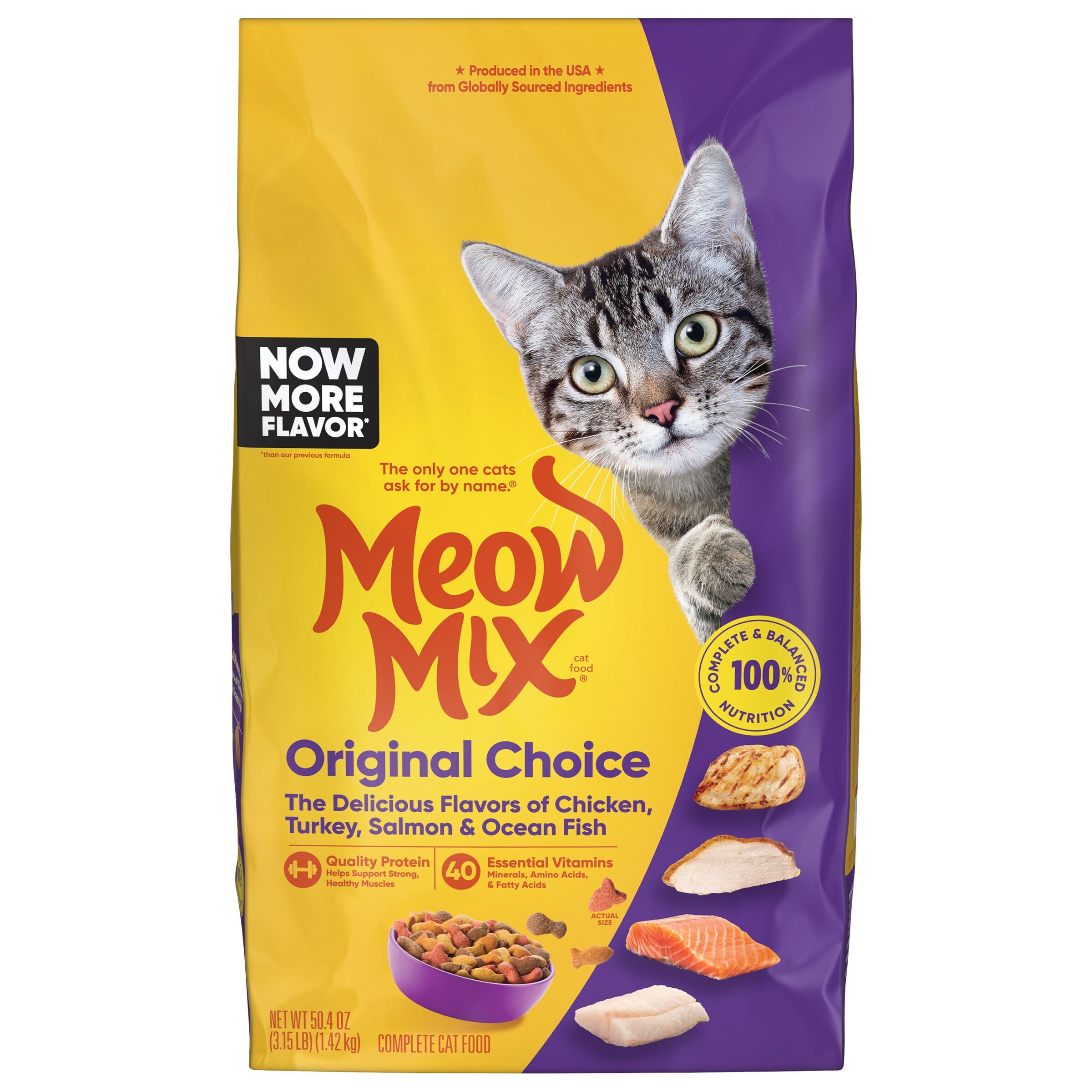 Meow Mix Original Choice Dry Cat Food, 3.15 lb, Front