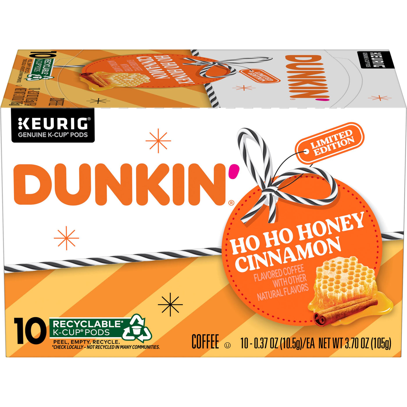 Dunkin' Ho Ho Honey Cinnamon Flavored Coffee, K-Cup Pods, 10 Count