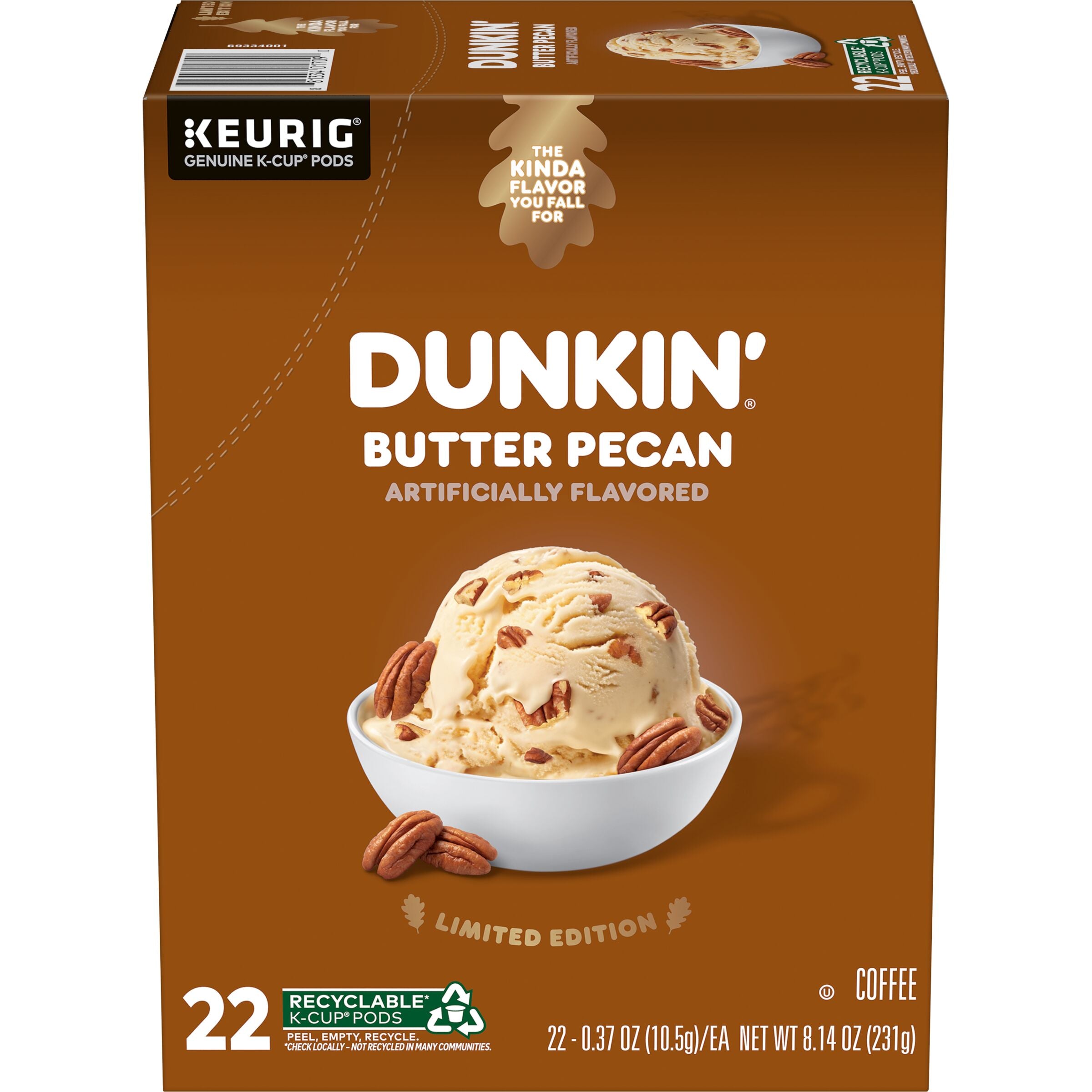 Dunkin' Butter Pecan Flavored Coffee, K-Cup Pods