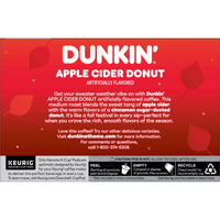 Dunkin’ Apple Cider Donut Artificially Flavored Coffee, K-Cup Pods, 10 Count, Back of Pack