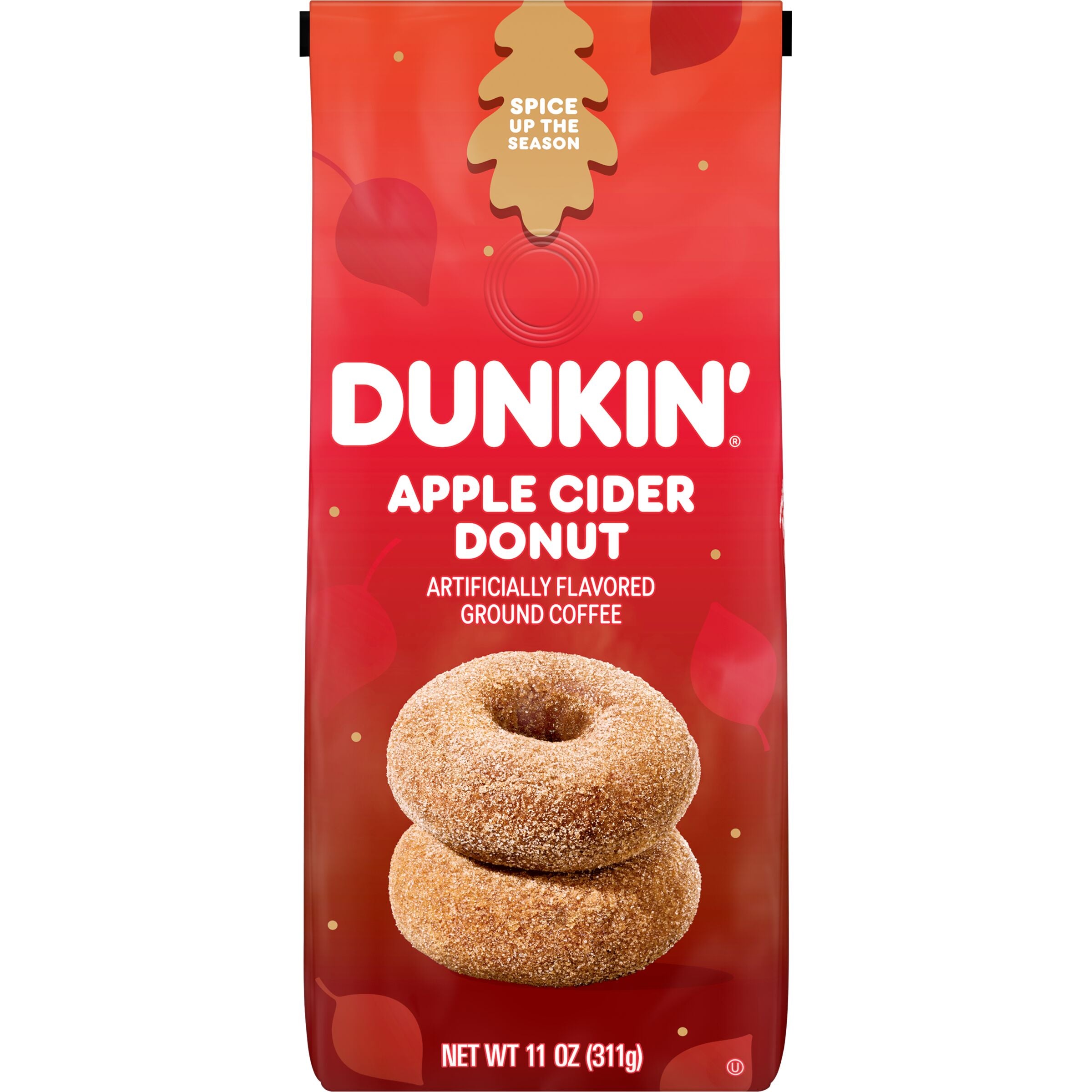 Dunkin’ Apple Cider Donut Artificially Flavored Ground Coffee, 11 oz, Front of Pack