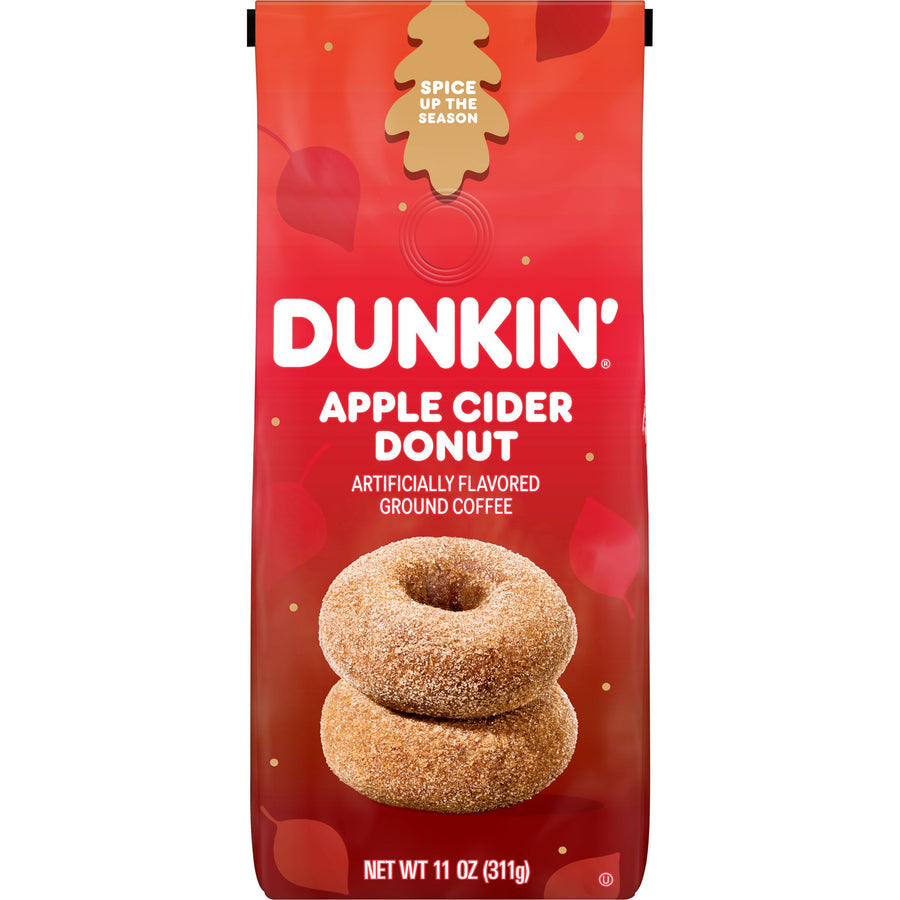 Dunkin’ Apple Cider Donut Artificially Flavored Ground Coffee, 11 oz, Front of Pack