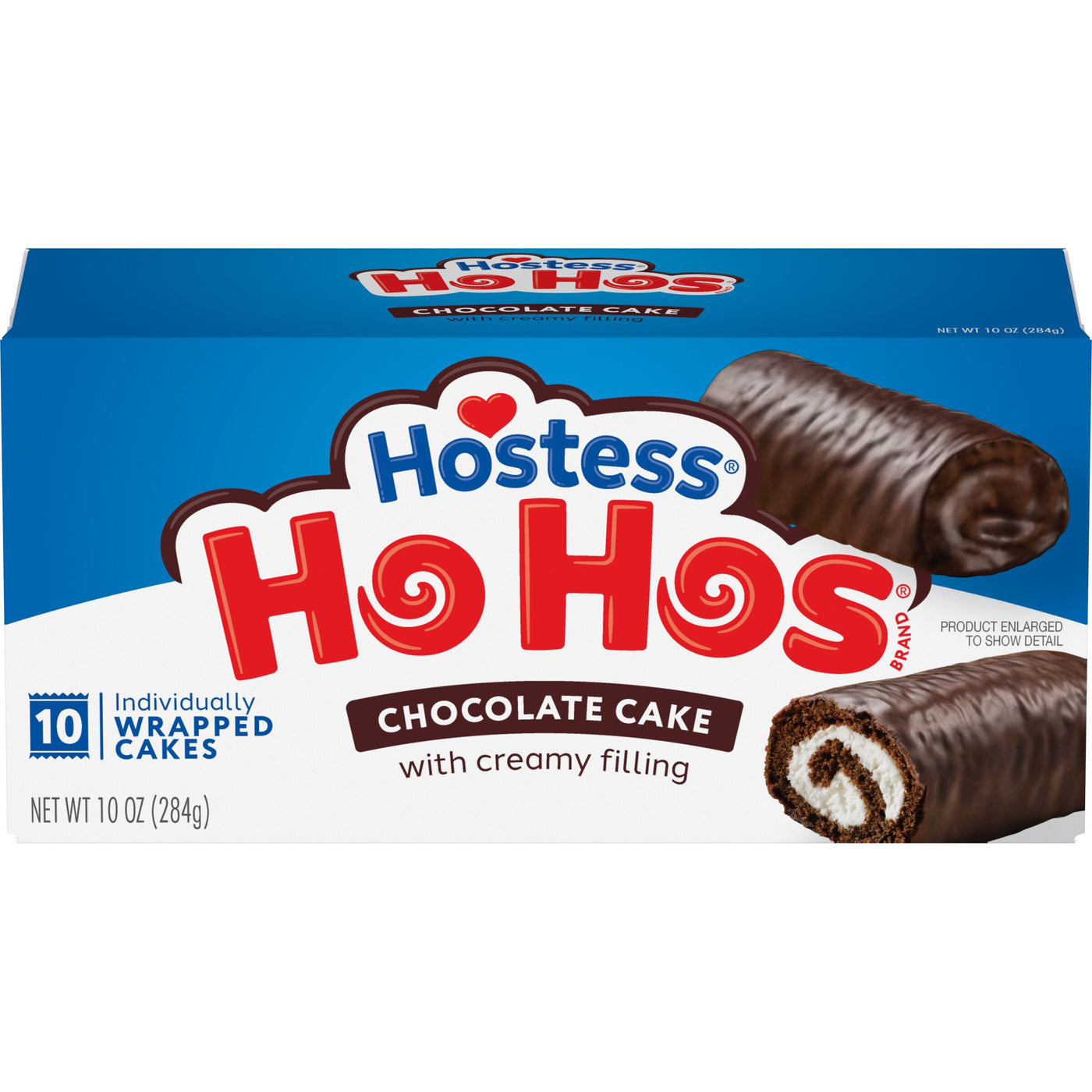 Hostess Ho Hos, Chocolate Snack Cake Rolls, 10 count, Front of Pack