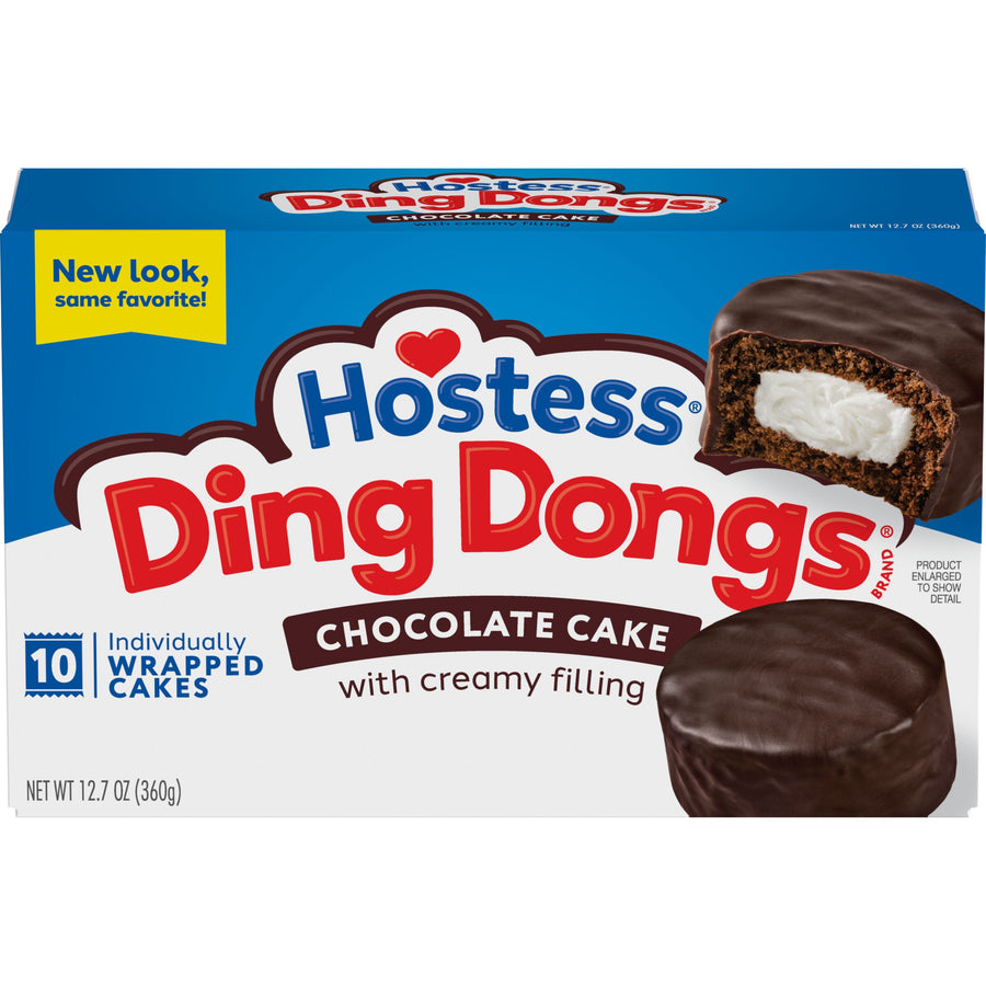 Hostess Ding Dongs Snack Cakes, Chocolate Flavor, 10 count, Front of Pack