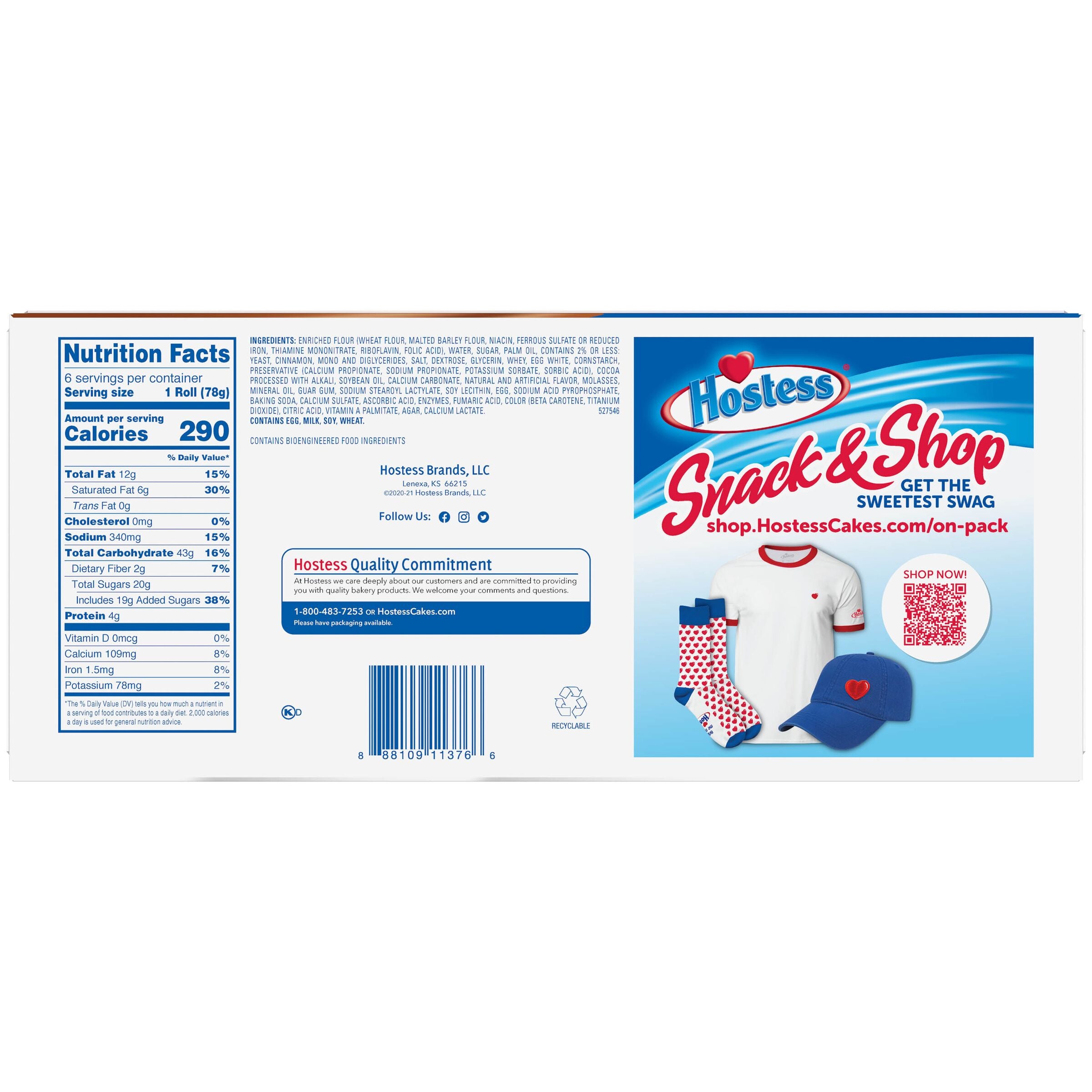 Hostess Iced Cinnamon Rolls, 6 Count , 16.50 oz