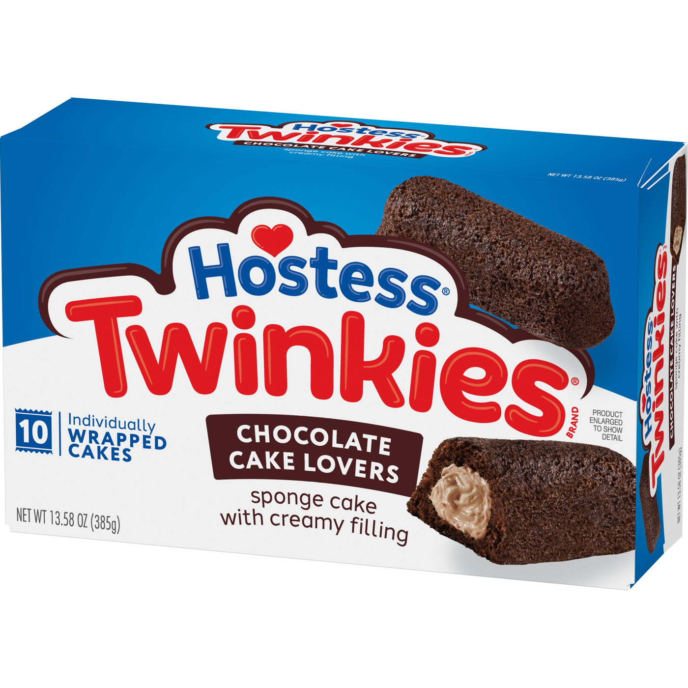 Hostess Twinkies Chocolate Lovers Snack Cakes, Chocolate Sponge Cake with Chocolate Flavored Filling, 10 count, Angled Packaging