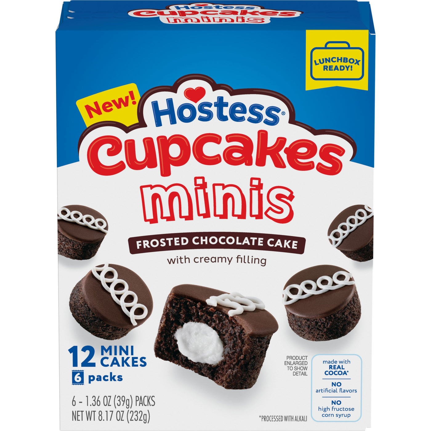 Hostess Cupcakes Minis, Chocolate Snack Cakes, 6 count, Front of Pack