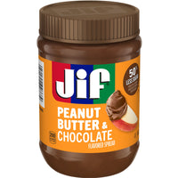 Jif Peanut Butter And Chocolate Flavored Spread, 15 oz, Front