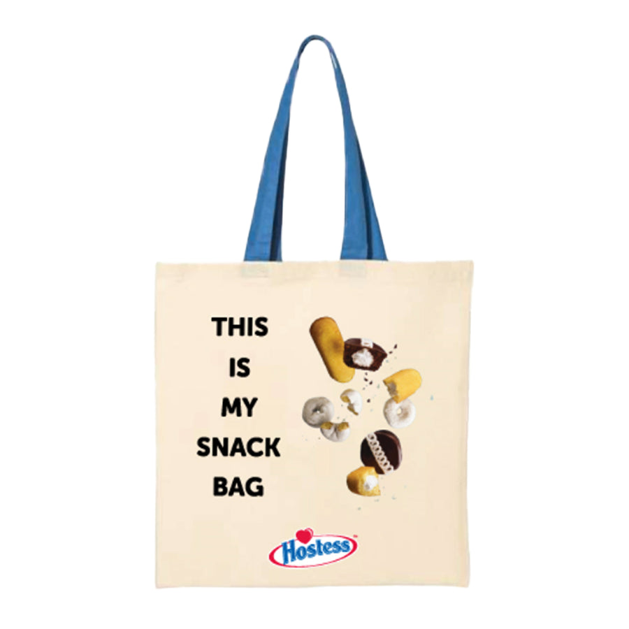 Hostess Snack Tote Bag With Blue Handle, One Size, Front