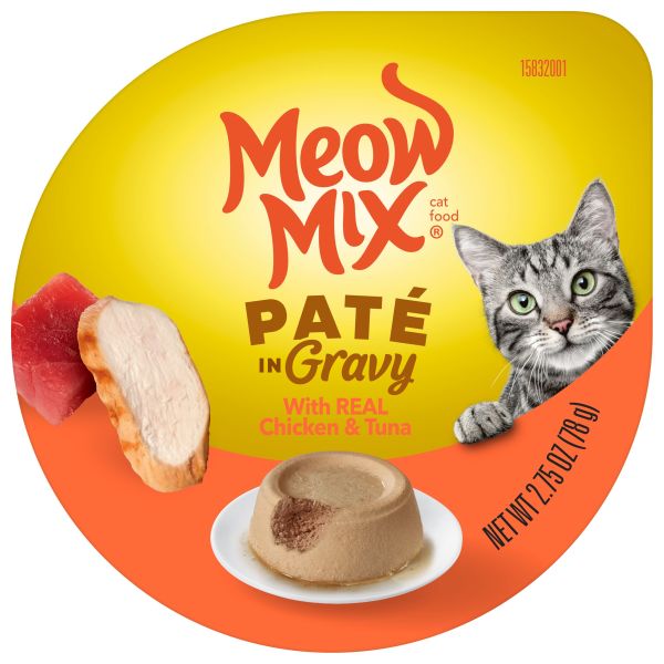 Meow Mix Paté in Gravy Wet Cat Food With Real Chicken & Tuna, 2.75 oz