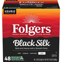 Folgers Black Silk, Dark Roast Coffee, K-Cup Pods, 48 count, Front