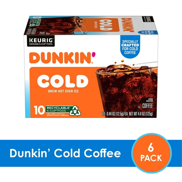 Dunkin' Cold Coffee K-Cup Pods, 60 Pack - BEST IF USED BY 7-31-24