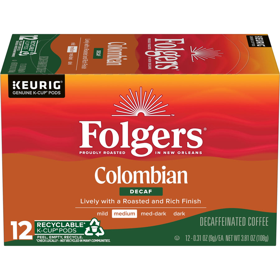 Folgers Colombian Decaf, Medium Roast Coffee, K-Cup Pods
