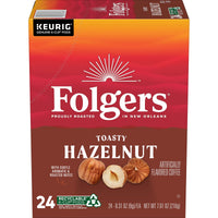 Folgers Toasty Hazelnut Flavored Coffee, K-Cup Pods, 24 count, Front