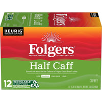 Folgers Half Caff Medium Roast Coffee, K-Cup Pods, 12 count, Front