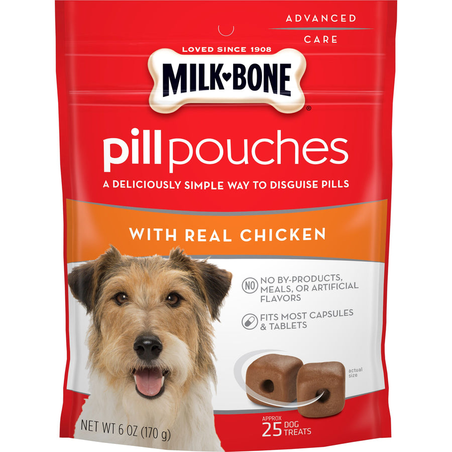 Milk-Bone Pill Pouches with Real Chicken Dog Treats, 6 oz