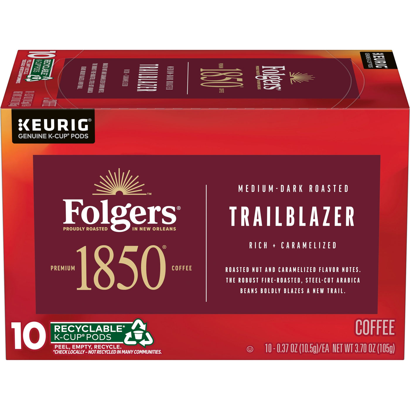 1850 Trailblazer, Medium-Dark Roast Coffee, K-Cup Pods, 10 Count