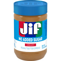 Jif No Added Sugar Creamy Peanut Butter, 15 oz, Front