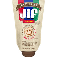 Jif Natural Squeeze Creamy Peanut Butter, 13 oz, Front