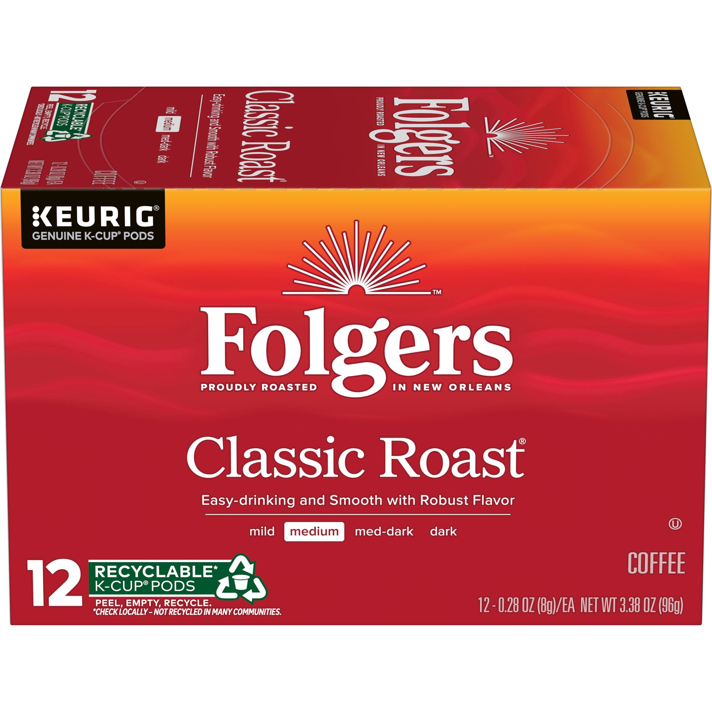 Folgers Classic Roast, Medium Roast Coffee, K-Cup Pods