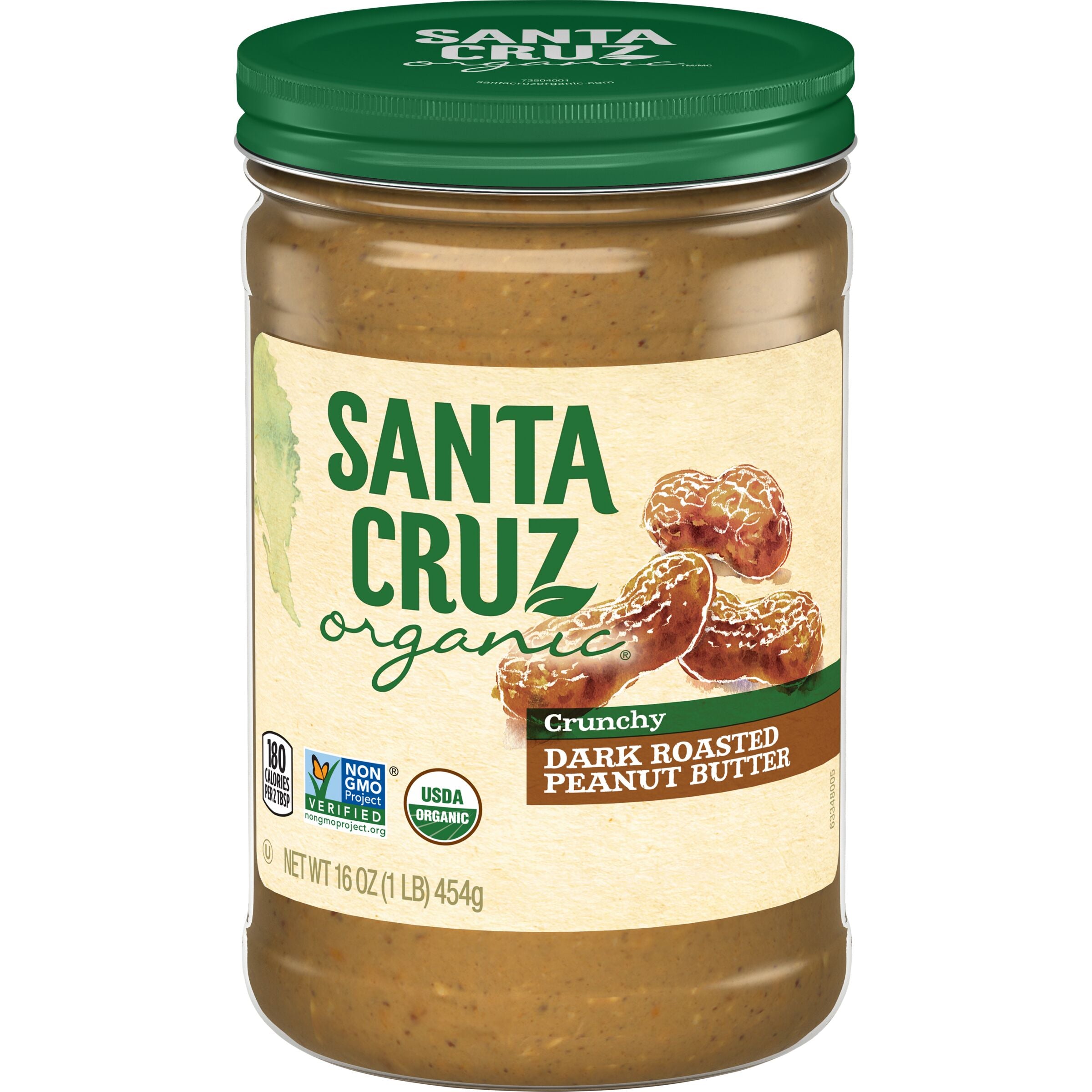 Santa Cruz Organic Crunchy Dark Roasted Peanut Butter, 16 oz