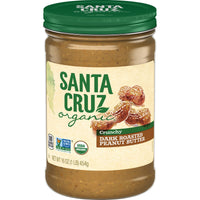 Santa Cruz Organic Crunchy Dark Roasted Peanut Butter, 16 oz, Front