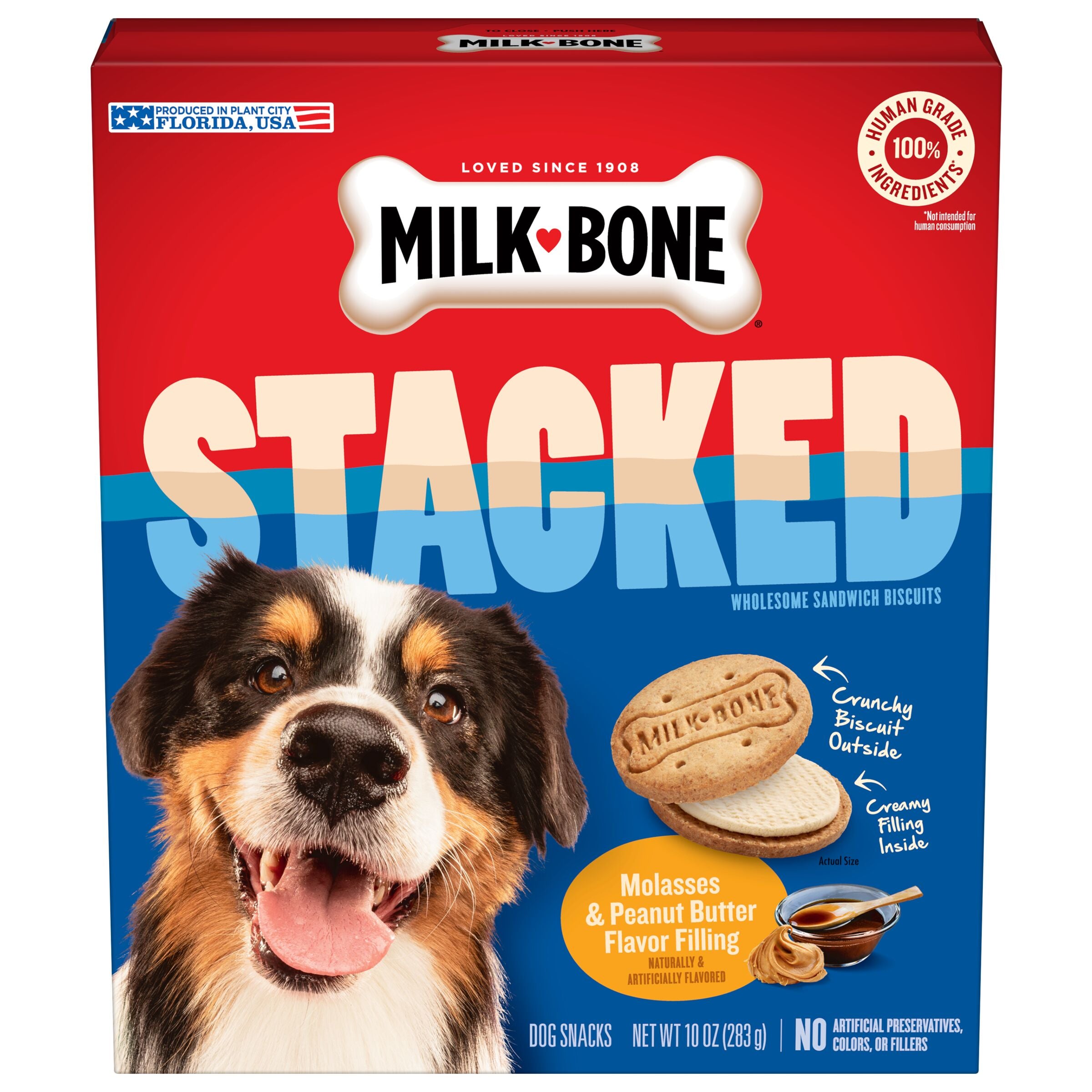 Milk-Bone Stacked Molasses and Peanut Butter Dog Treats, 10 oz
