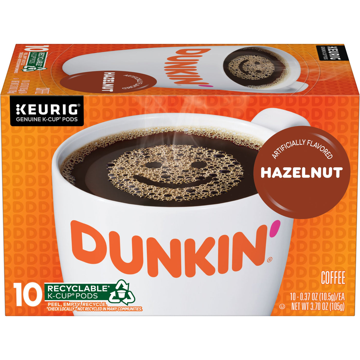 Dunkin' Hazelnut Flavored Coffee, K-Cup Pods