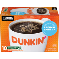 Dunkin' French Vanilla Flavored Coffee, K-Cup Pods, 10 count, Front