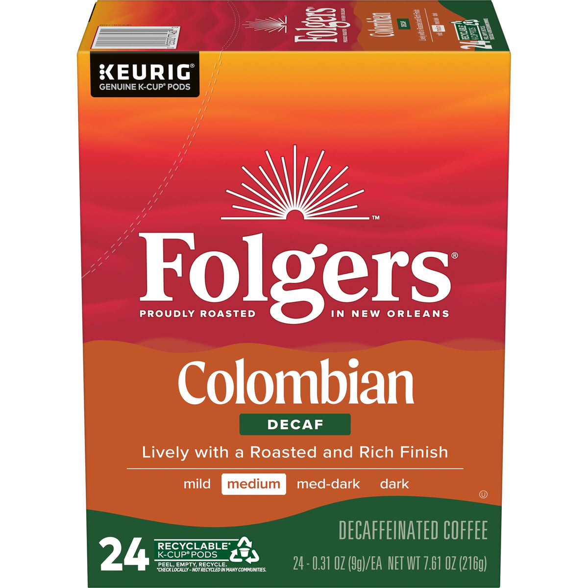 Folgers Colombian Decaf, Medium Roast Coffee, KCup Pods · The J.M. Smucker Co. Shop