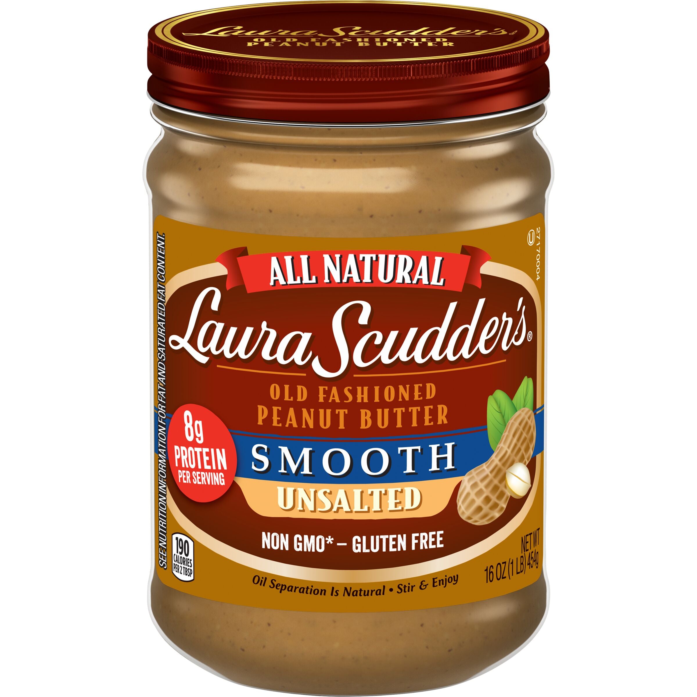 Laura Scudder's Natural Smooth Unsalted Peanut Butter, 16 oz