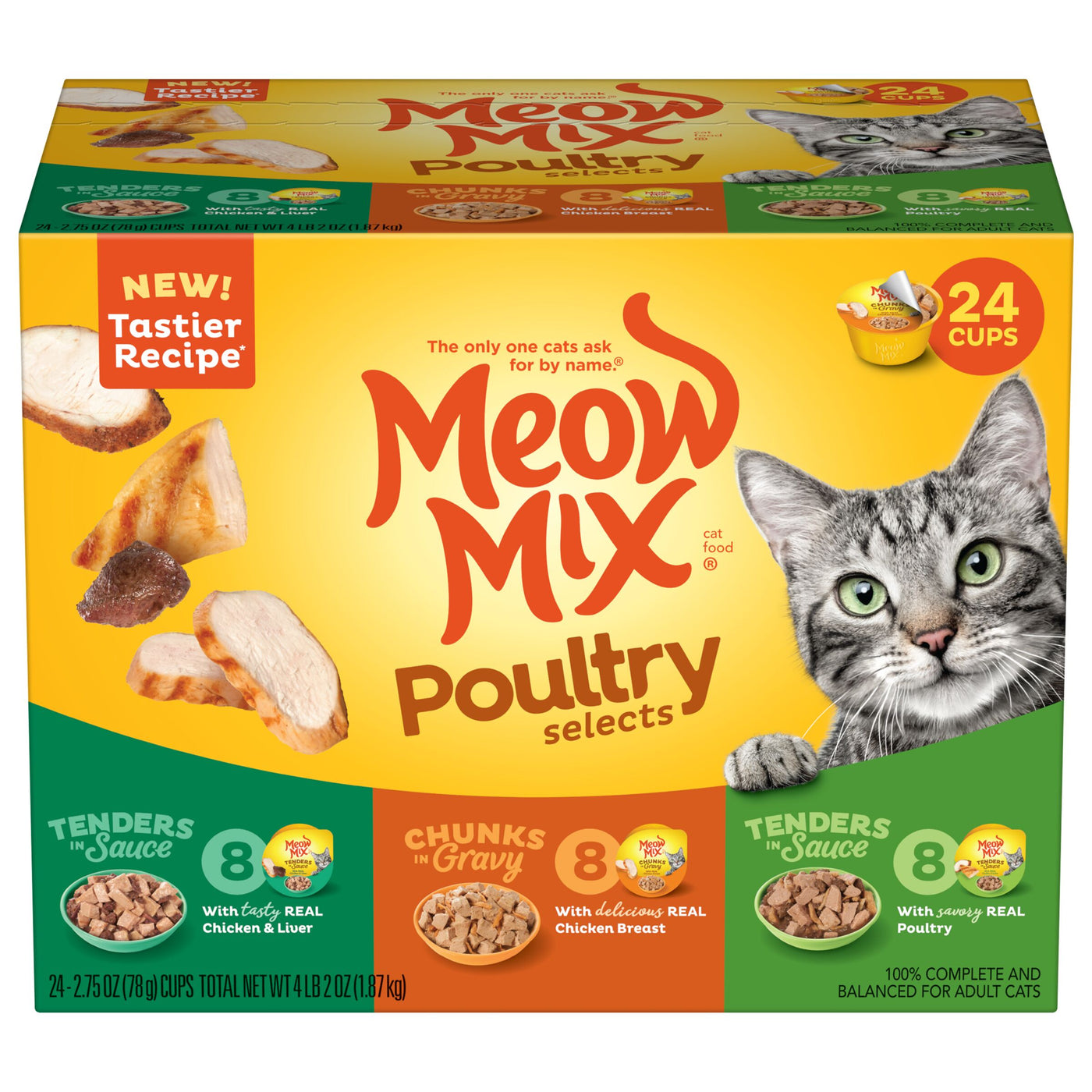 Meow Mix Poultry Selections Variety Pack Wet Cat Food, 24 Count