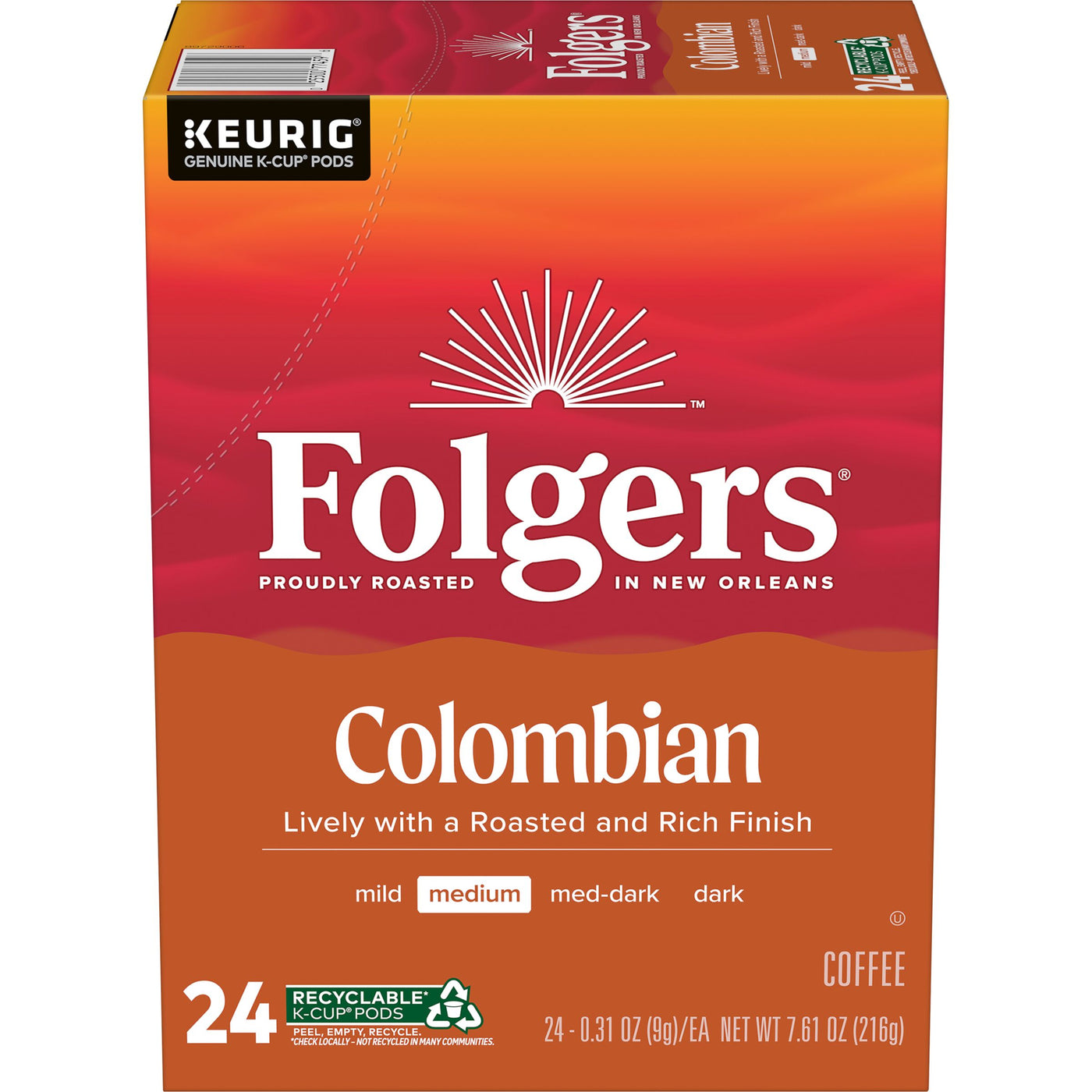 Folgers Colombian, Medium Roast Coffee, K-Cup Pods