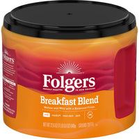 Folgers Breakfast Blend, Smooth & Mild Ground Coffee, 22 oz, Front